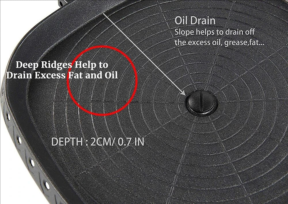BBQ Grill Pan with a Maifan Stone coated surface Portable Nonstick Griddle for Indoor Outdoor