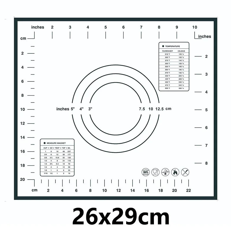 Thick Silicone Baking Mat with Measurements & Raised Edges – Reusable Non-Stick Pastry & Dough Rolling Mat – Great for Kneading, Rolling & Baking – Available in Red & Black Colours