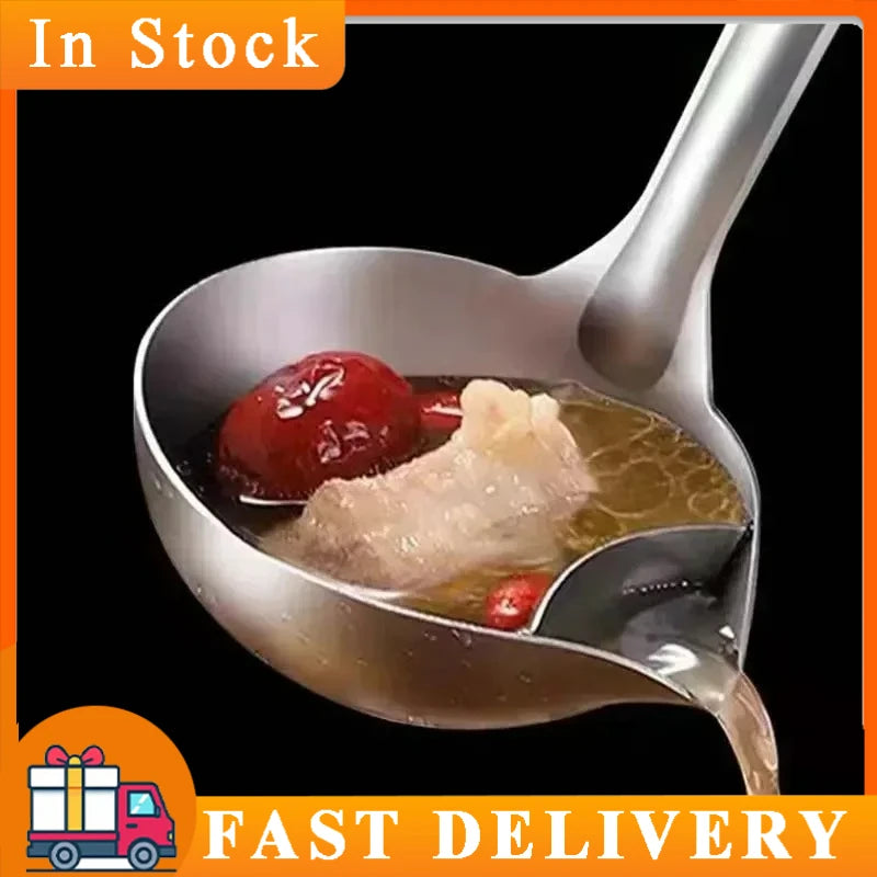 Oil Strainer Spoon – 201 Stainless Steel Fat Skimming Ladle for Clear Soups & Gravy – Best for Stocks, Hot Pot & Yoghurt (28cm)