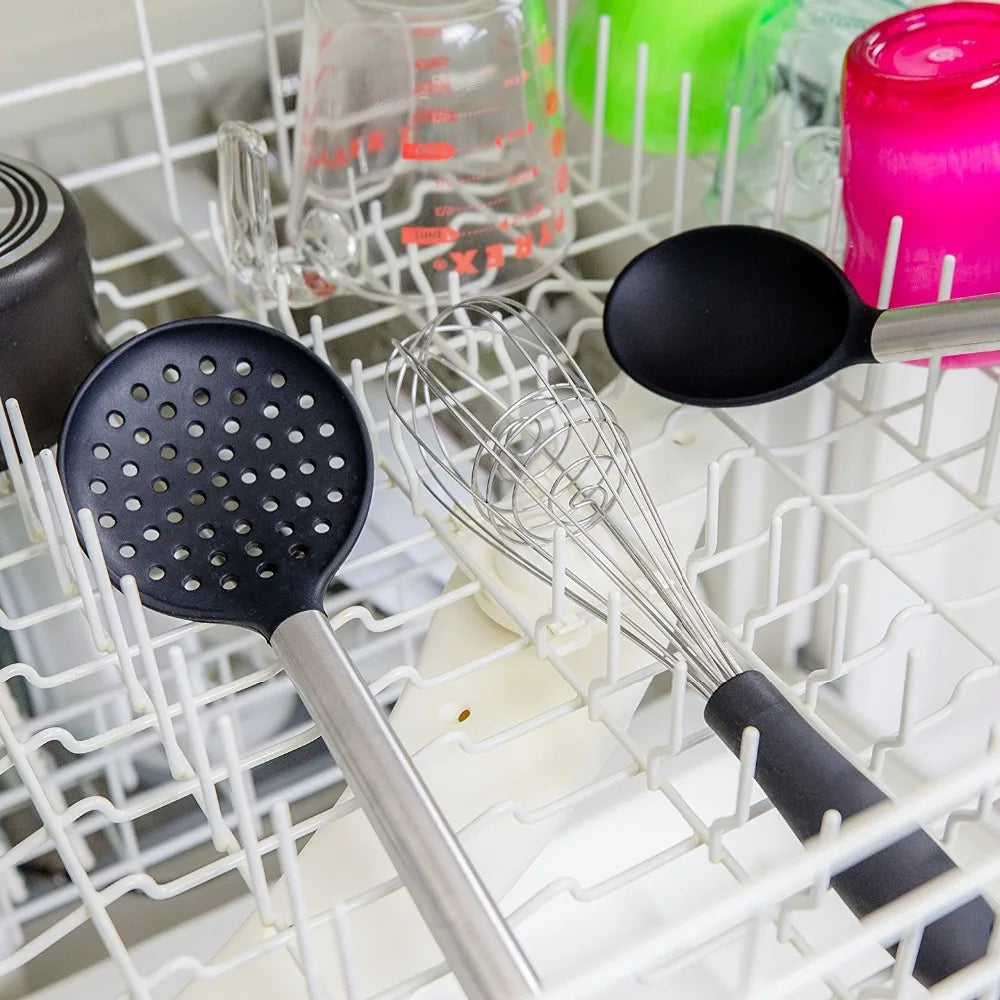 9-Piece Silicone Kitchen Utensils Set with Kitchen Utensils Storage Holder – Non-Scratch, Heat Resistant &amp; Dishwasher Safe