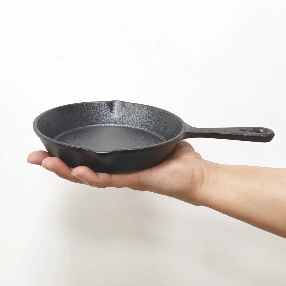 Small Cast Iron Skillet with Pour Spouts – Frying Pan for Camping, Indoor & Outdoor Cooking – Perfect for Eggs, Cornbread & Single Portions – Available in 6 & 8 Inch