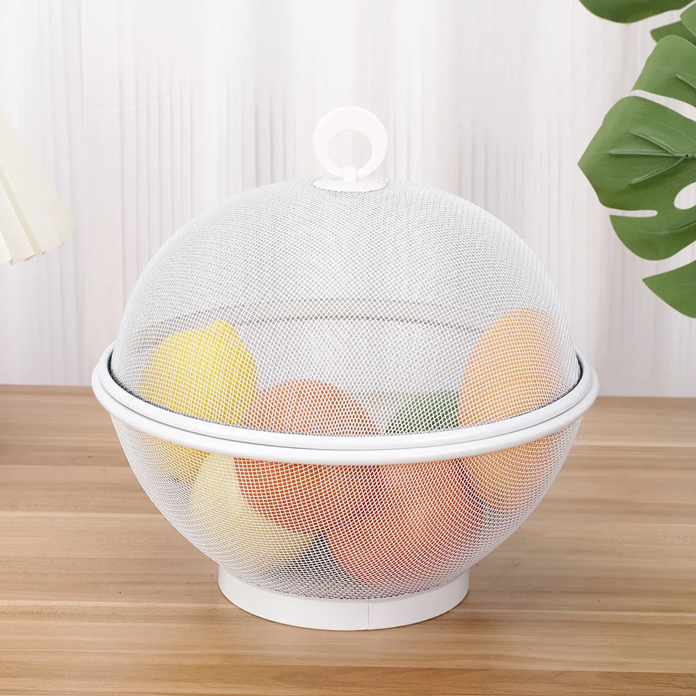 Modern Stainless Steel Mesh Fruit Basket with Bowl Base & Collapsible Cover – Breathable Design for Fly & Insect Protection – Ideal for Kitchen Use, Tables, Picnics & BBQs – Portable, Easy to Clean & Perfect for Storing Fruits and Vegetables