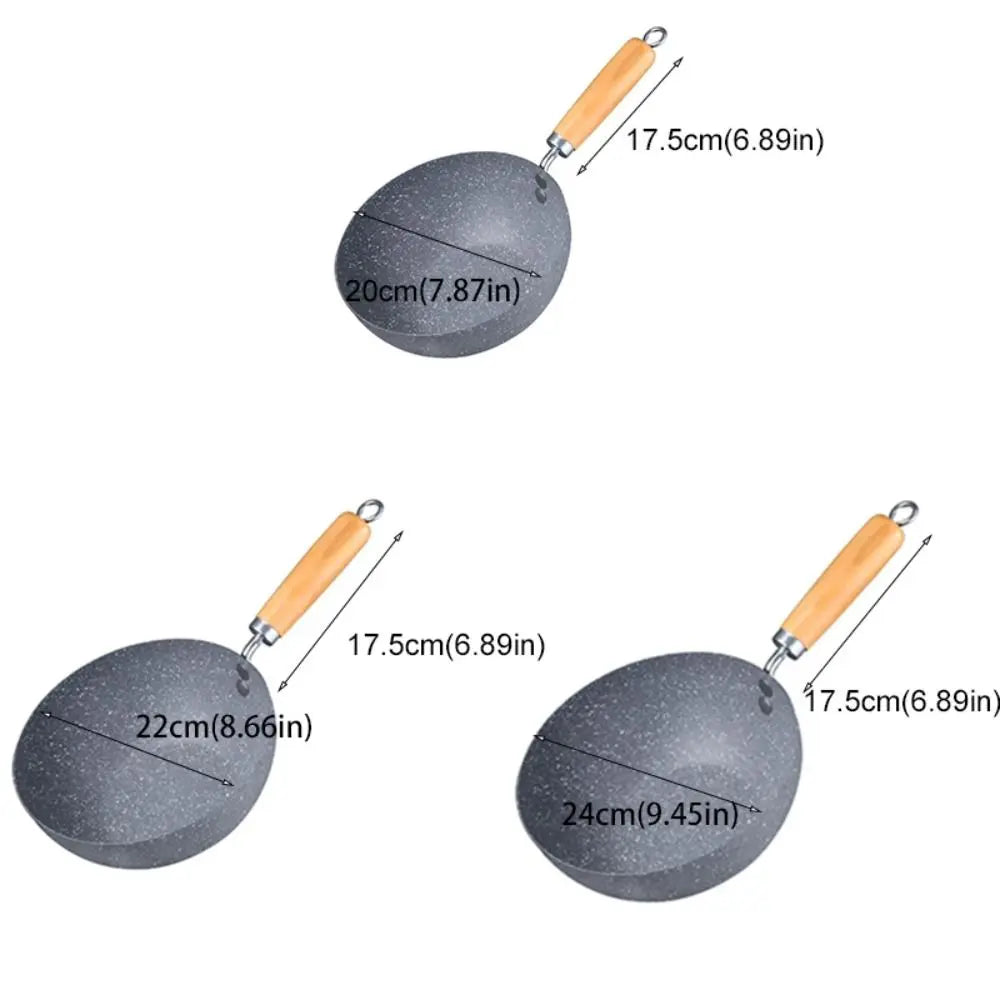 Marble-Coated Non-Stick Wok with Anti-Scalding Handle – Lightweight Stir-Fry Pan Ideal for Stir-Frying, Searing, Deep-Frying, Steaming, Boiling & Daily Cooking – Available in 20cm, 22cm & 24cm Sizes