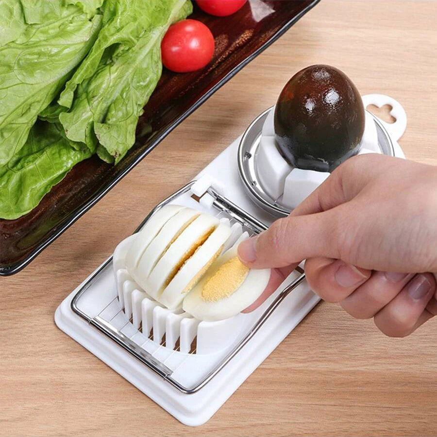 2-in-1 Egg Slicer & Wedger – Stainless Steel Wire Egg Cutter with Hanging Hole – Best for Salads, Sandwiches & Garnishes – Available in Red & White Colours