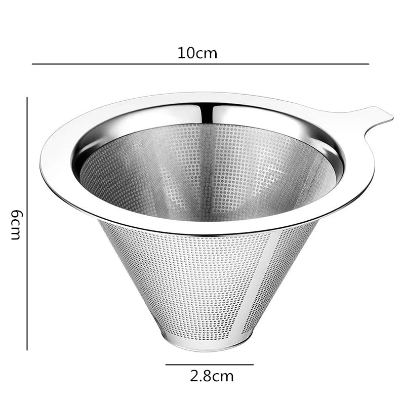 Stainless Steel Reusable Pour Over Coffee Dripper – Paperless Cone Coffee Filter for 1-4 Cups – Great for Fresh Filter Coffee at Home
