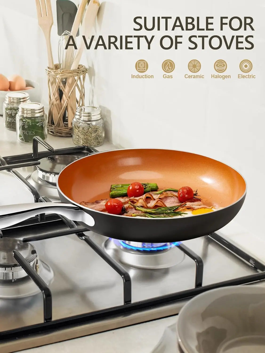 Ceramic Non-Stick Frying Pan with Glass Lid