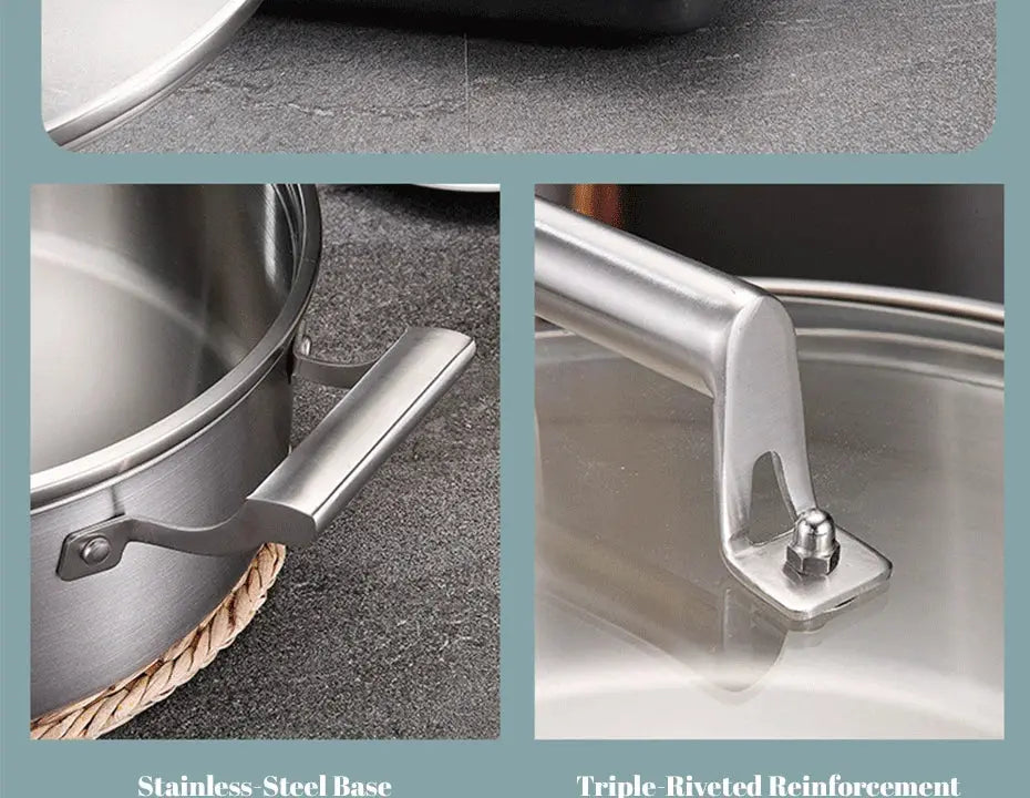 5-Ply Stainless Steel Multi-Purpose Sauté Pan / Stock Pot with Glass Lid & Side Handles – Ideal for Sautéing Vegetables, Searing Meat, Preparing Stocks, Broths, Soups, Stews, Sauces & One-Pot Meals