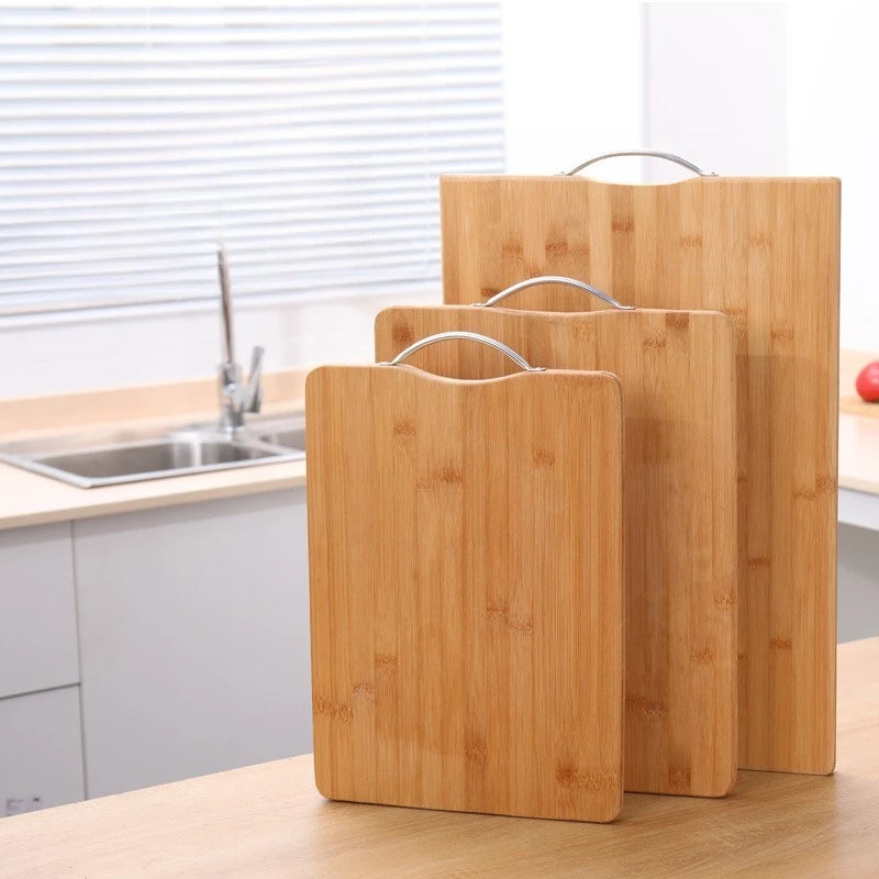 Reversible Double-Sided Bamboo Cutting Board with Stainless Steel Handle – Durable, Stylish, Hygienic & Easy-to-Store Multi-Purpose Chopping Board for Daily Food Prep – Available in 6 Sizes