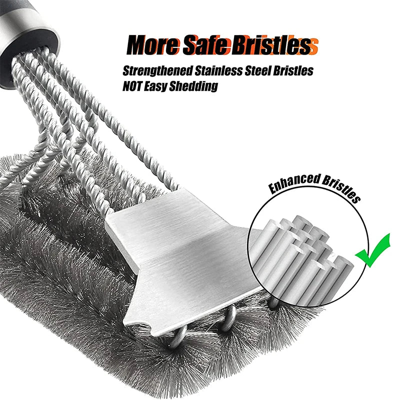 Stainless Steel Grill Brush and Scraper with Long Handle