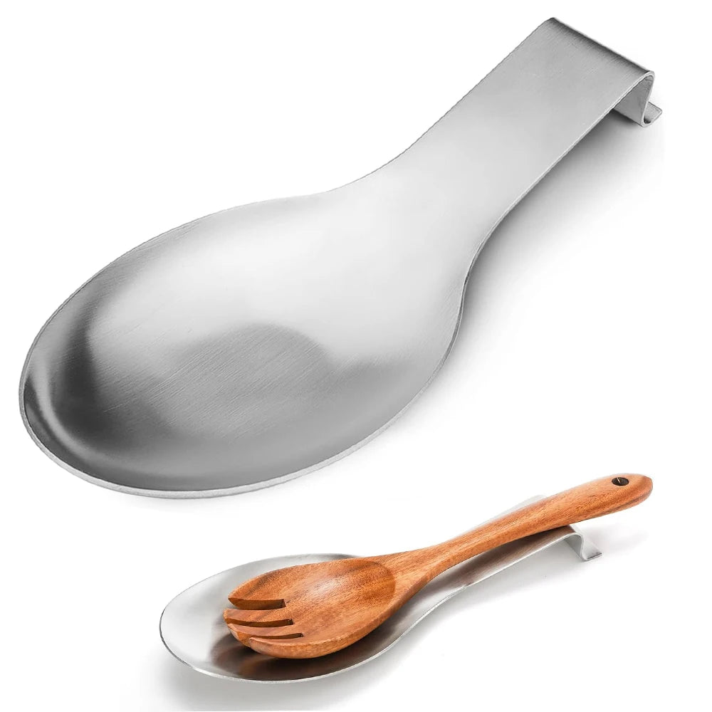 Large Stainless Steel Spoon Rest – Spatula & Ladle Holder for Worktop & Stove Top – Great for Keeping Cooking Utensils Tidy – Available in Gold & Silver Colours