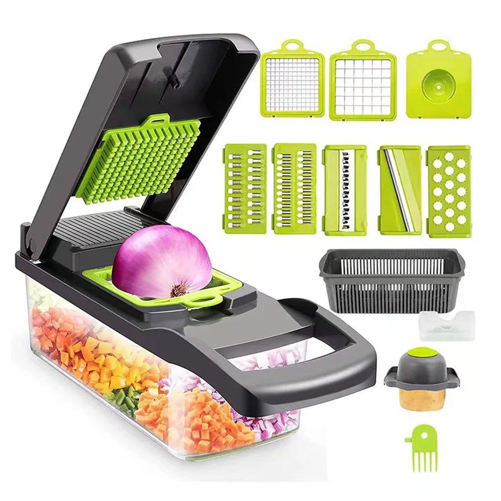 Vegetable Chopper & Mandoline Slicer with Container – Onion, Salad & Veggie Chopper with Cheese Grater – Best for Quick, Easy Meal Prep – Available in Green, Green, Green & Green Colours