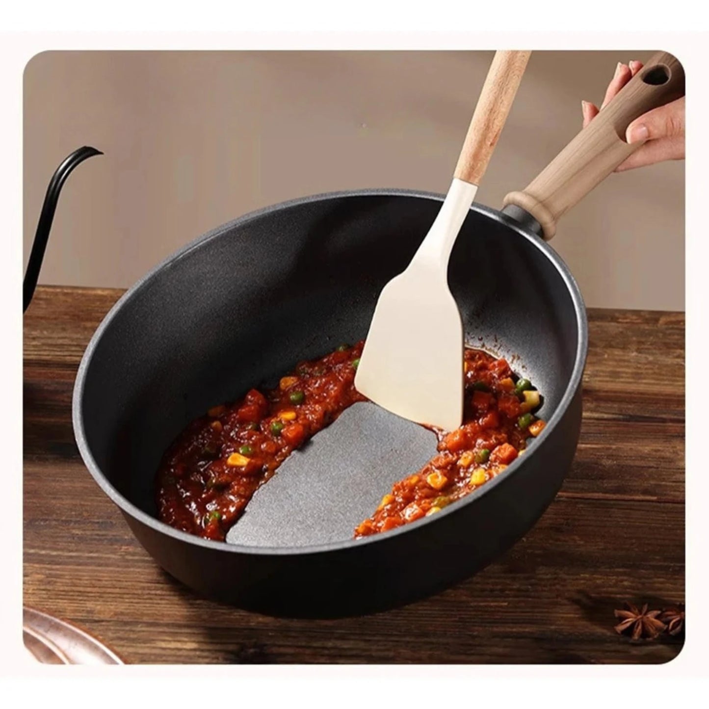 28Cm Titanium Nonstick Deep Frying Pan with Glass Lid  For Induction Electric Gas Stoves Eco Friendly Cookware