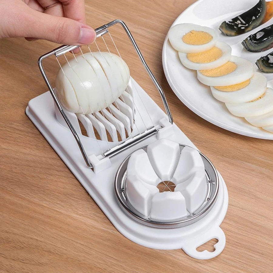2-in-1 Egg Slicer & Wedger – Stainless Steel Wire Egg Cutter with Hanging Hole – Best for Salads, Sandwiches & Garnishes – Available in Red & White Colours