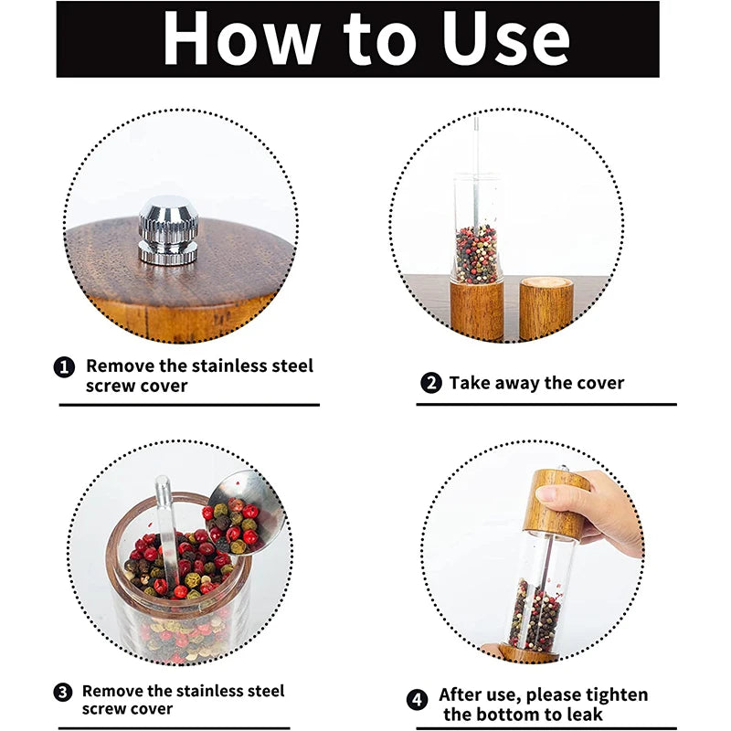 Acrylic Salt and Pepper Grinder Set