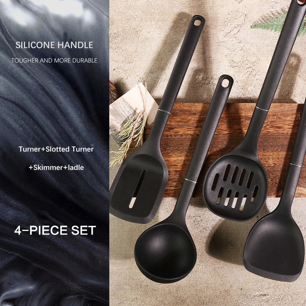 4-Piece Food Grade Silicone Spatula Set – Heat Resistant, Non-Stick Safe