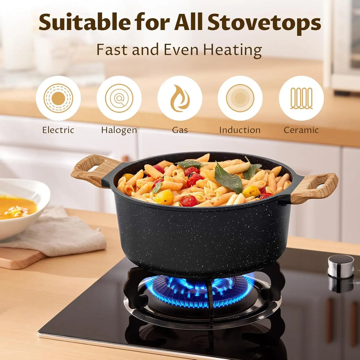 10 Piece Granite Non-Stick Pots & Pans Set – PFAS-Free Induction Cookware with Frying Pans, Sauté Pan, Saucepan & Cooking Pot – Perfect for Everyday Family Cooking