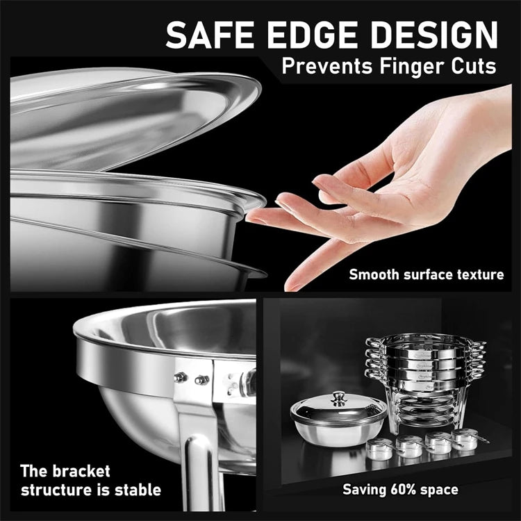 Stainless Steel Round Chafing Dish Buffet Set with Lid – 5QT Food Warmer & Buffet Server – Ideal for Parties, Weddings & Catering