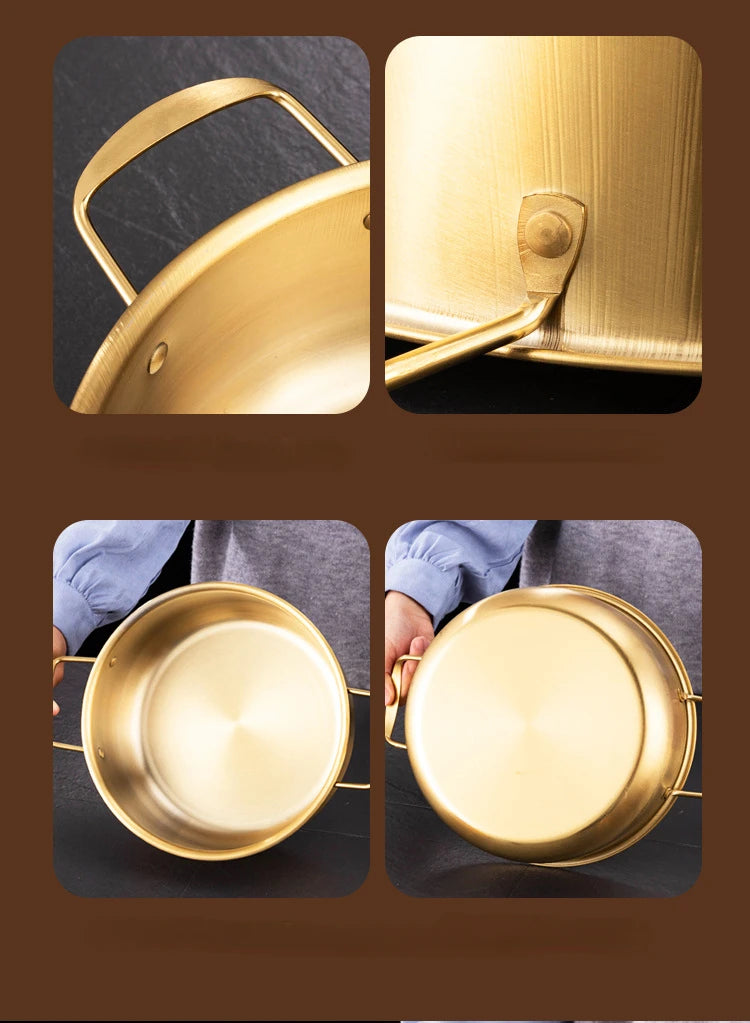 Golden Stainless Steel Noodle Pot with Lid