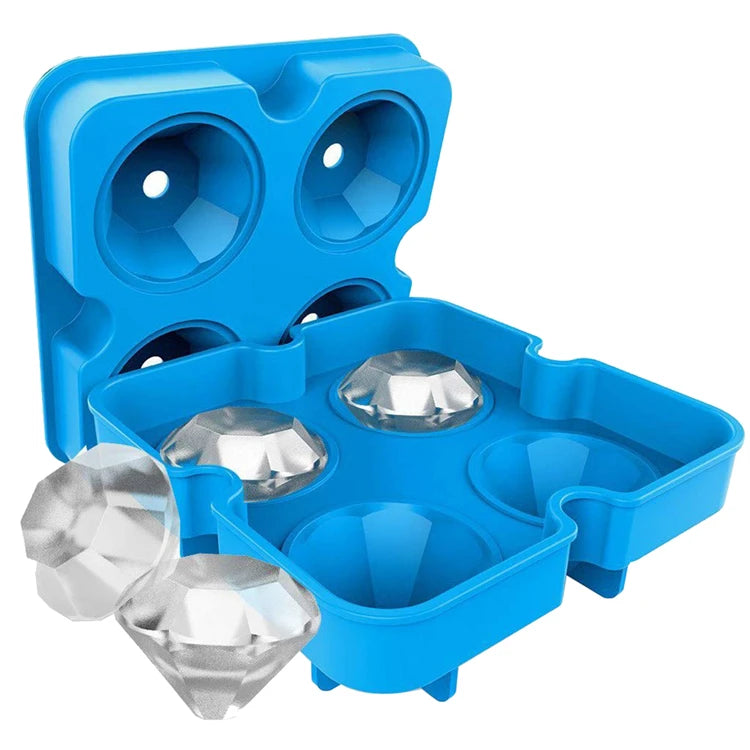 Reusable Silicone Diamond Ice Cube Mould – Stackable Flexible Ice Tray – Great for Chilling Water, Juice & Iced Drinks – Available in Black & Blue Colours