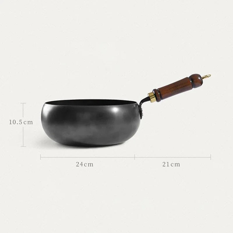 Vintage-Style Non-Stick Wok with Wooden Handle & Glass Lid (28cm) – Multipurpose Skillet for Stir-Frying, Searing, Soups, Stews & One-Pan Meals – Induction & Gas Compatible – Also Available Without Lid in 24cm & 28cm
