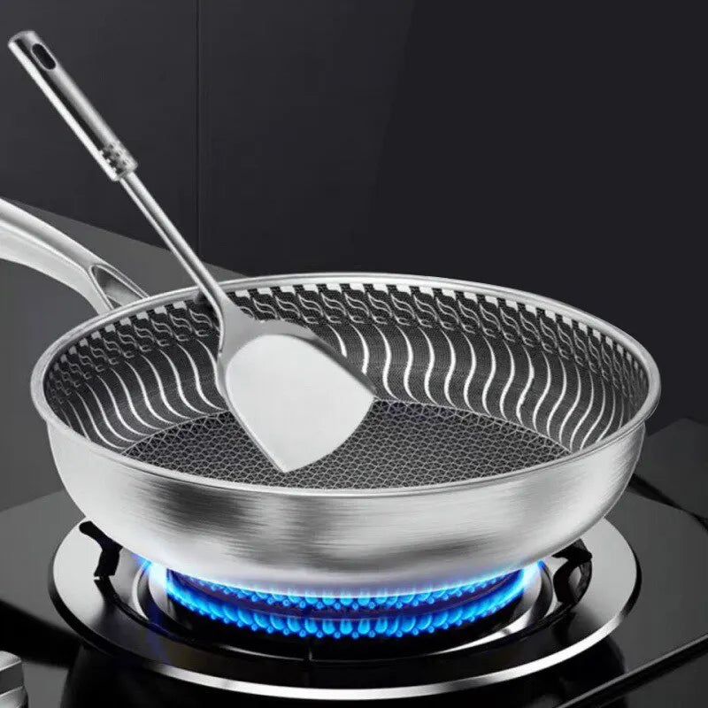 Honeycomb Stainless Steel Frying Pan – Tri-Ply Non-Stick Skillet for Searing, Stir-Frying & Daily Cooking – Works on All Stovetops – Available in 26cm, 28cm, 30cm, 32cm