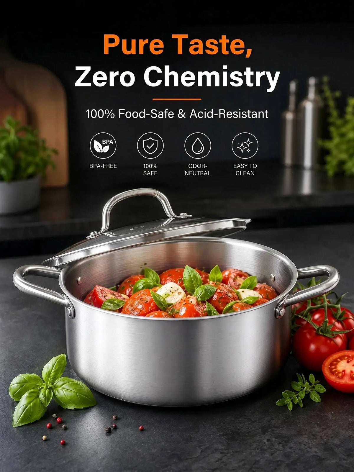 15 Piece Three-Layer Stainless Steel Pots & Pans Set with Glass Lids – Professional Frying Pans, Saucepans & Soup Pots – Perfect for Induction & Big Families