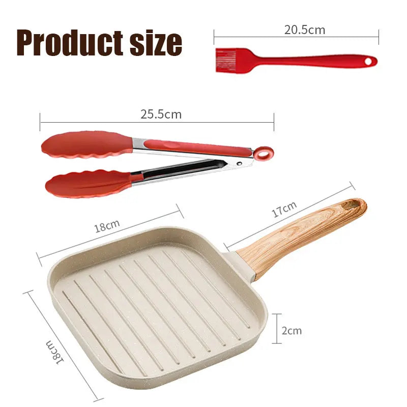 Non-Stick Grill Pan – Skillet for Indoor & Outdoor Grilling – 19cm Square Perfect Griddle for Steak, Meat, and Vegetables – Compatible with All Stovetops – Available in Black or White, and in 1-Piece or 3-Piece Sets (