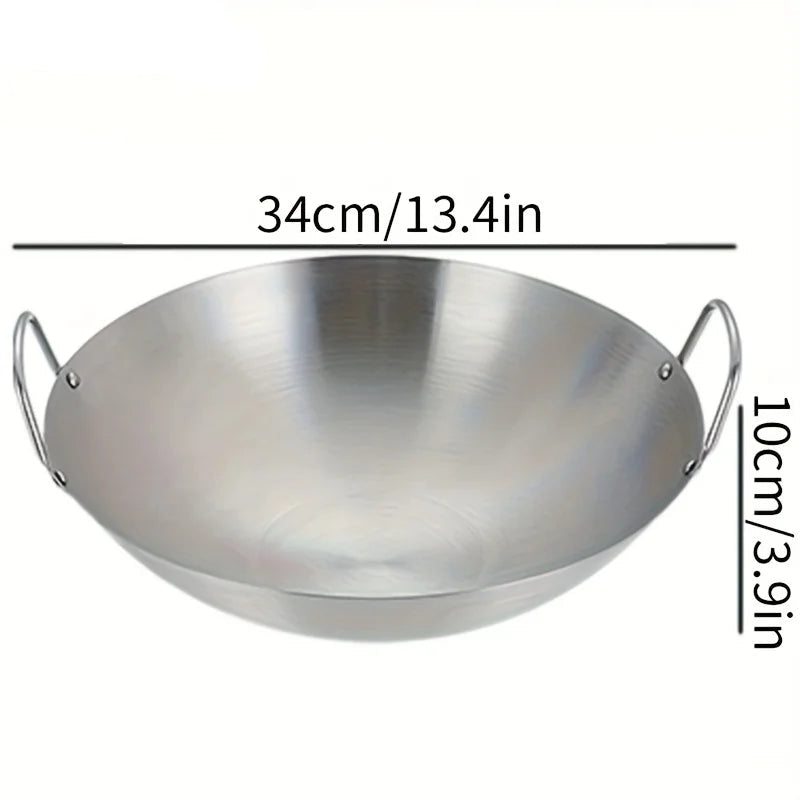 Stainless Steel Wok with Double Handles 34cm