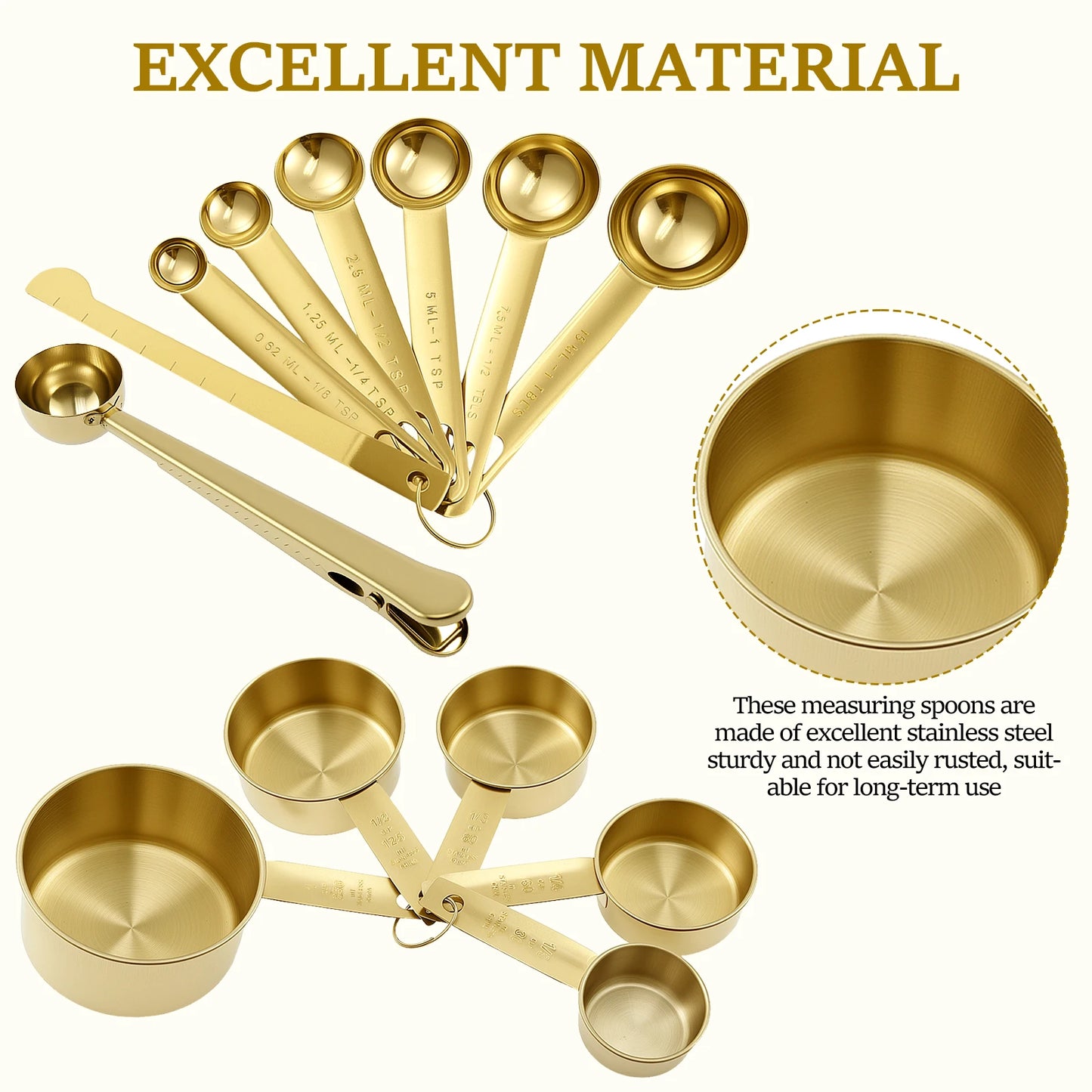 13 Piece Stainless Steel Measuring Cups And Spoons Set