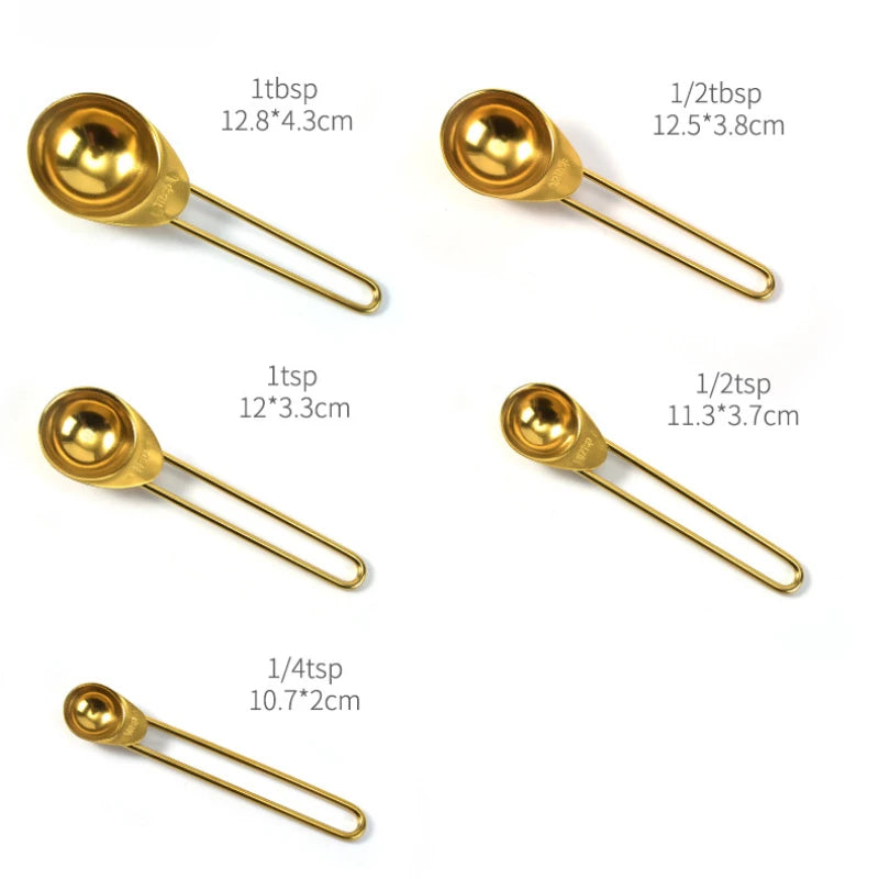 Gold Stainless Steel Measuring Cups & Spoons Set-4 Sizes 9pcs Set ,8pcs Set , 5 Measuring Spoons Set ,4 Measuring Cups Set options