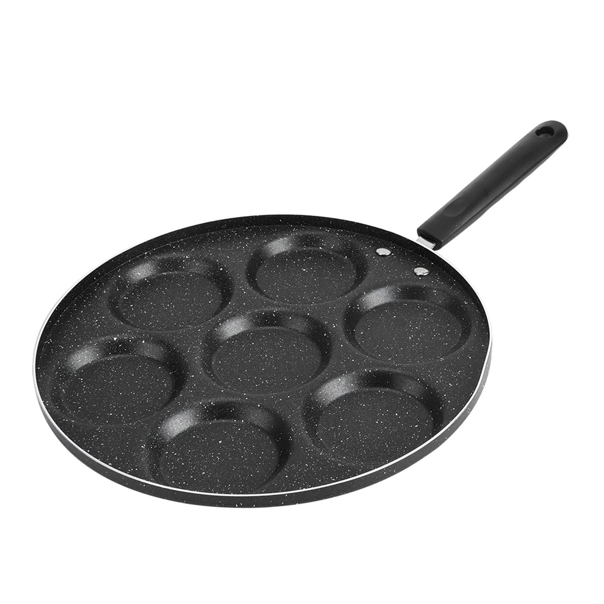 7 Hole Non-Stick Egg Frying Pan – Aluminium Fried Egg & Burger Pan with Heat-Resistant Handle – Best for Eggs, Mini Pancakes & Burgers