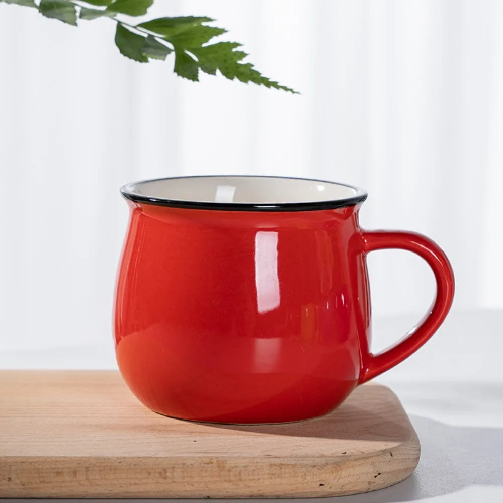 Nordic Ceramic Coffee & Tea Mug – Solid Colour Vintage Milk Cup, Available in 8 Colours & 2 Sizes (300ml / 400ml)