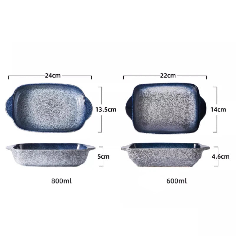 Ceramic Rectangular Baking Tray with Dual Handles – High-Temperature Resistant Porcelain Dish for Baking, Roasting, BBQ, Pasta, Rice, Lasagna, Salads & Daily Meals – Durable, Easy-to-Clean & Even-Heat Design – Oven, Microwave & Dishwasher Safe