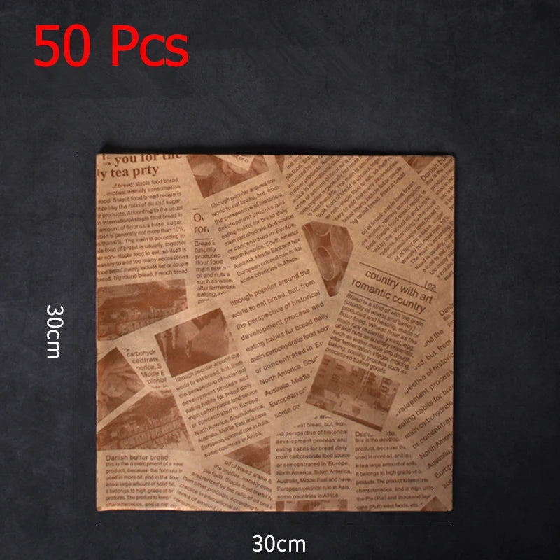 50 Piece Greaseproof Deli Paper Sheets – Non-Stick Sandwich Wrapping & Baking Paper – Perfect for Burgers, Sandwiches, Bread & Pizza – Available in Brown & White