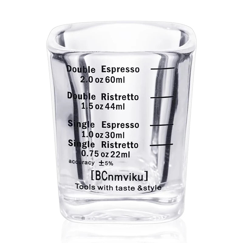 60ml Heavy Glass Espresso Shot Measuring Cup – Square 2oz Barista Shot Glass – Great for Espresso, Coffee & Measuring Liquids 1 Piece – Black 60ML