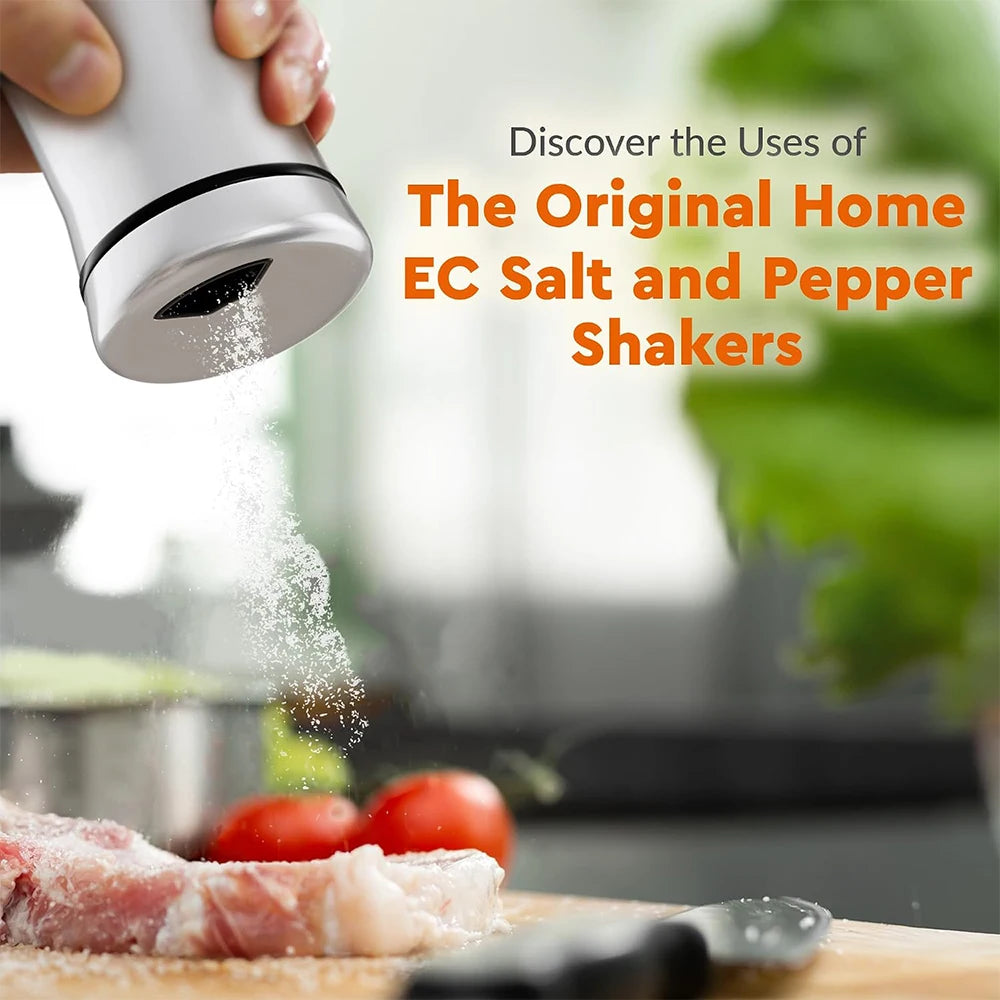 Glass Salt Shaker with Stainless Steel Lid – Spice Dispenser with Adjustable Pour Holes – Perfect for Salt, Pepper & Seasonings – Available in 1 & 2 Pieces