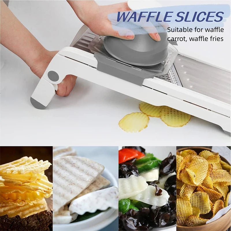 18 in 1 Adjustable Mandoline Vegetable Slicer – Stainless Steel Julienne Slicer & Dicer – Great for Potatoes, Onions, Carrots & Salads