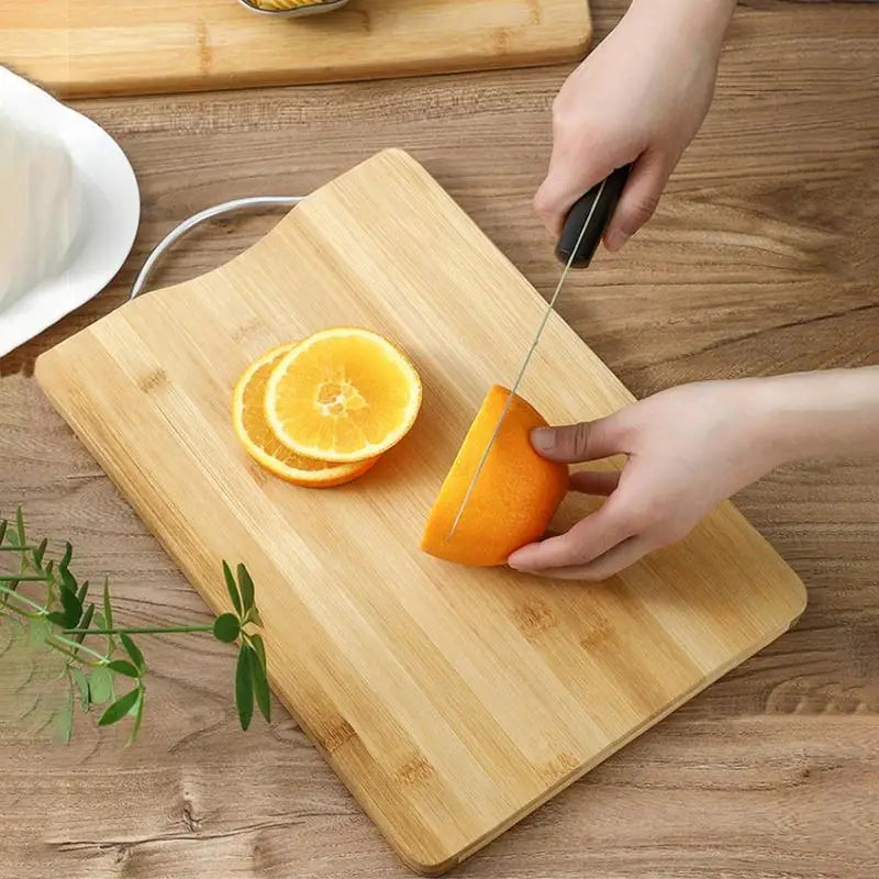 Bamboo Cutting Board with Stainless Steel Handle – Reversible Double-Sided Chopping Board with Hanging Handle – Durable, stylish, Hygienic & Easy-to-Store Multi-Purpose Cutting Board for Daily Food Prep –Available in 5 Sizes
