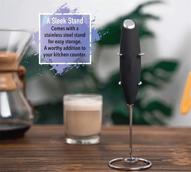 Handheld Electric Milk Frother – Stainless Steel Whisk Foam Maker & Drink Mixer – Great for Cappuccino, Latte, Hot Chocolate & Frappé – Available in White, Red, Black, Light Green & Silver Colours