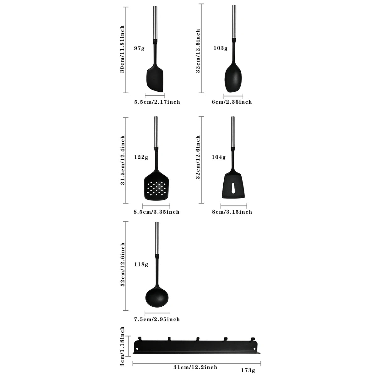 Stainless Steel Handle Silicone Kitchen Utensil Set – Cooking Utensils for Non-Stick Cookware – Spatula, Ladle, Turner & More – Available in Multiple Sets (5 Pieces / 6 Pieces)