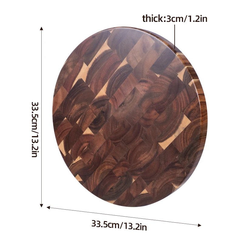 Premium Thick Acacia Wood Chopping Board – Anti-Slip, End-Grain, Heavy-Duty Board for Daily Kitchen Prep – Double-Sided, Crack-Resistant, Surface with Juice Groove & Durable – Available in 5 Sizes (Round & Rectangular Options)