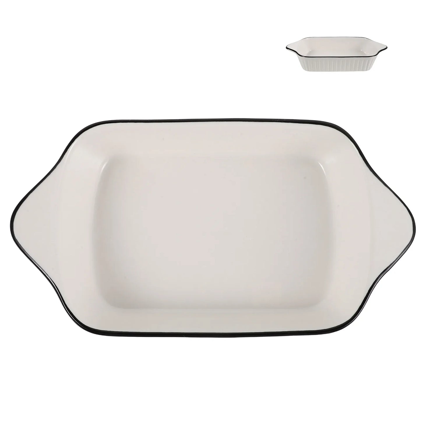 Rectangular Ceramic Baking Dish with Handles – Porcelain, Oven, Microwave & Dishwasher Safe, 27.5cm, Great for Casseroles, Roasting, and Everyday Baking