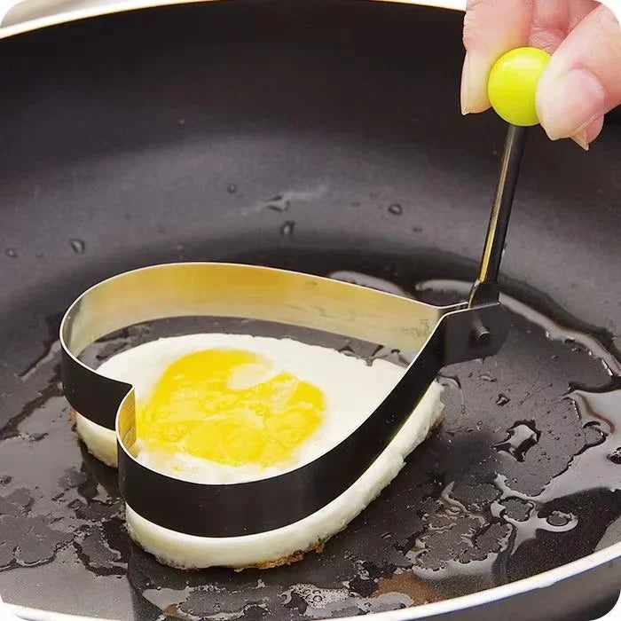 Stainless Steel Heart & Shaped Egg Moulds with Handles – Fried Egg & Pancake Rings – Great for Breakfasts, Omelettes & Special Occasions – Available in Singles & Sets