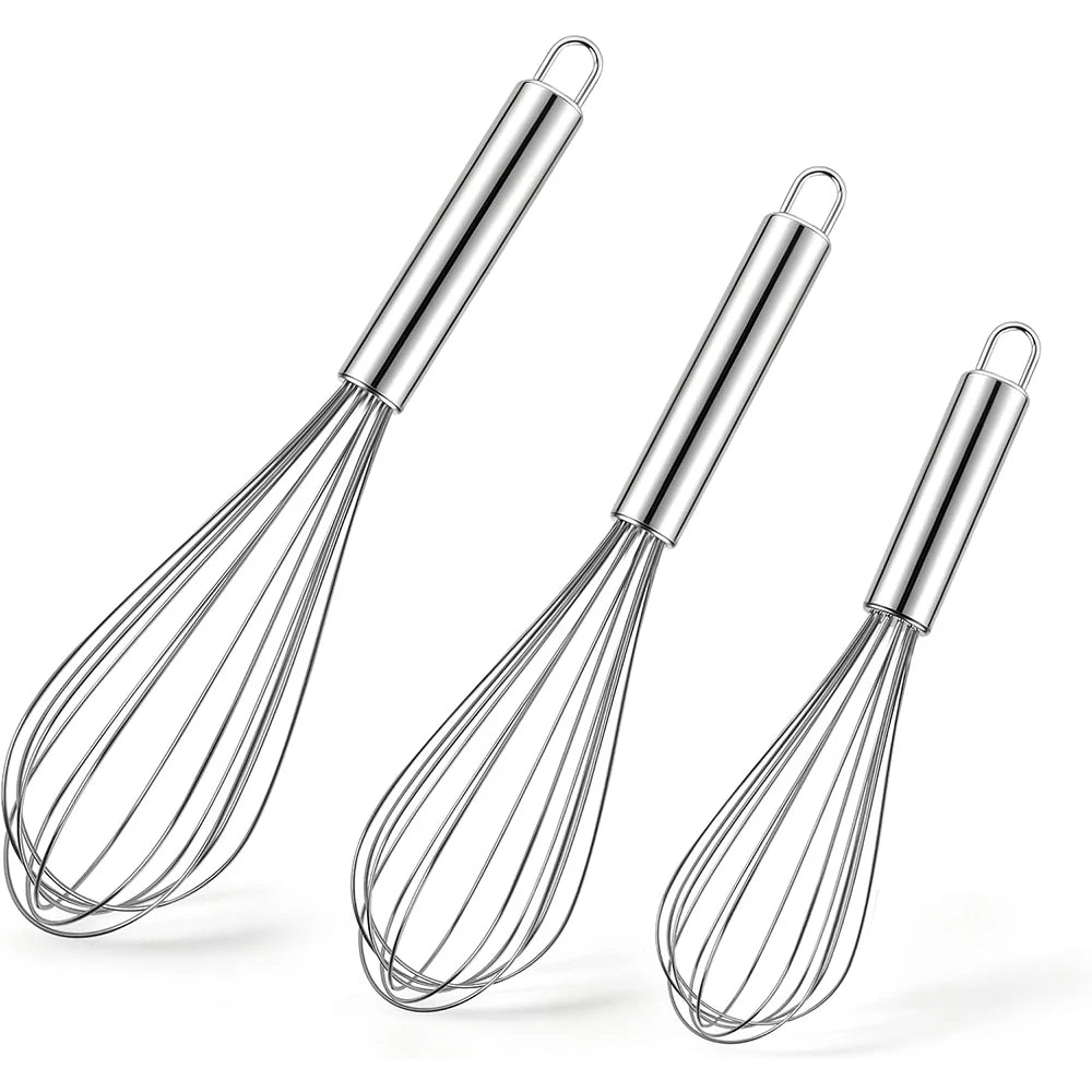 Stainless Steel Balloon Whisk – Wire Egg Whisk & Beater for Eggs, Cream & Milk – Best for Whipping, Mixing & Batters – Available in 8, 10 & 12 Inch or Set of 3