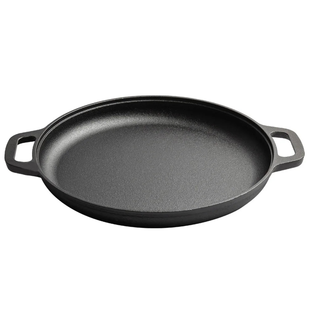 Cast Iron Pizza & Crepe Griddle Pan – Dual-Handle Skillet for Pancakes, BBQ, and Outdoor Cooking. Available Sizes: 30cm and 35cm