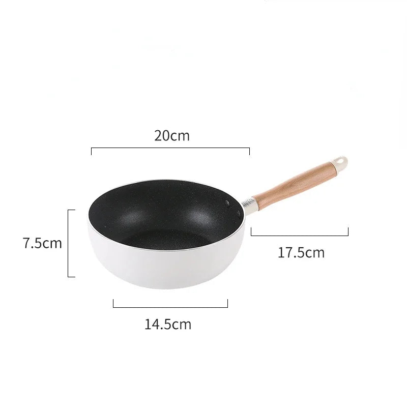 Non-Stick Wok Frying Pan with Wooden Handle – Deep Skillet for Stir-Fries, Sautéing, Frying, Noodles, One-Pan Meals, Steak, Eggs, Pancakes & Daily Cooking  – Induction & Gas Stove Compatible – Available in 20cm, 24cm, 26cm & 28cm