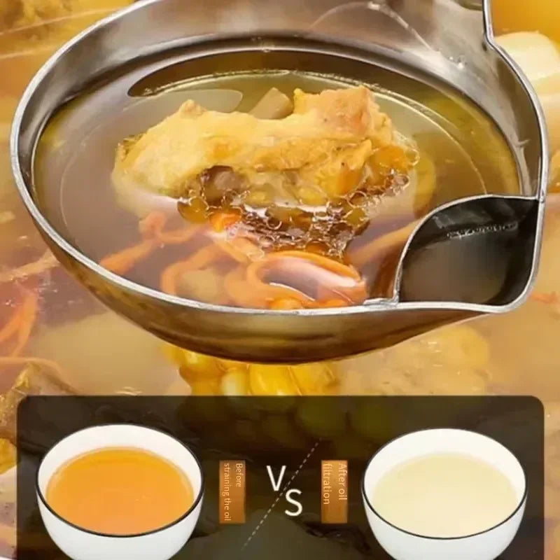 Stainless Steel Fat Separator Spoon – Gravy & Soup Oil Skimmer with Pouring Spout – Great for Skimming Stock, Stews & Sauces – Available in 1 Piece & 2 Pieces