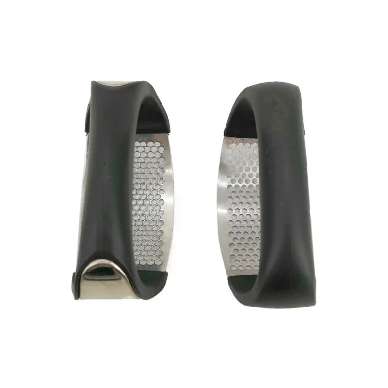 Curved Stainless Steel Garlic Press – Manual Garlic Crusher & Mincer with Ergonomic Handle – Best for Fresh Crushed Garlic & Ginger – Available in Black & Silver