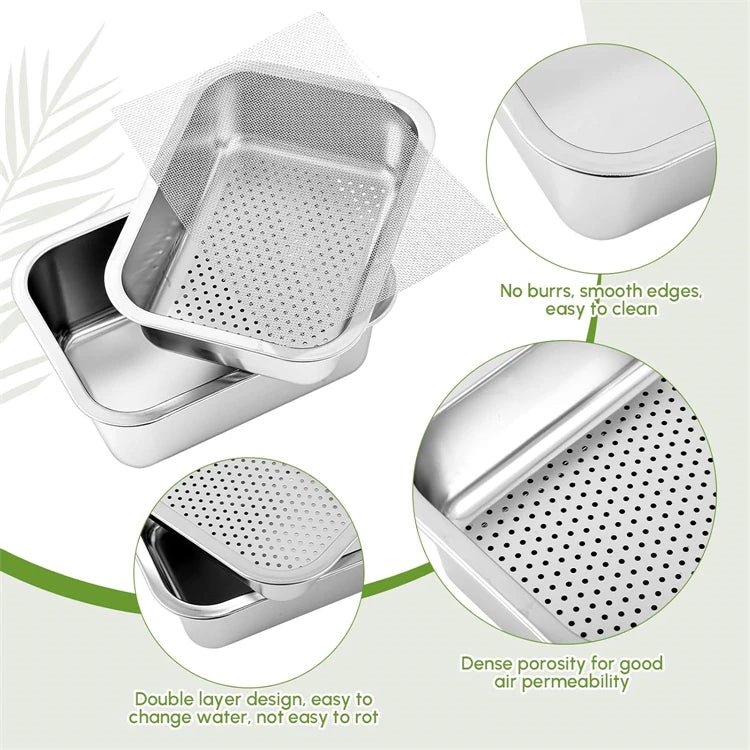 Stainless Steel Sprouting Tray Kit – Soil-Free Seed Germination Tray – Perfect for Growing Microgreens, Wheatgrass & Bean Sprouts