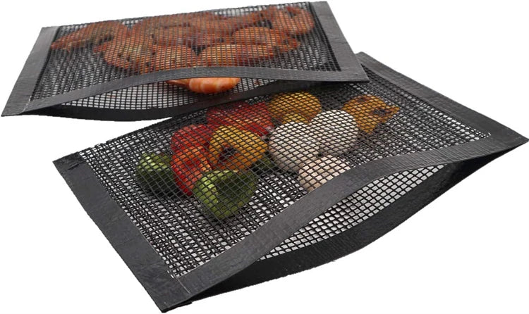 Reusable PTFE Mesh Grill Bags – Non-Stick BBQ Bags for Charcoal, Gas Grills & Smokers – Best for Grilling Vegetables, Fish & Small Foods – Available in 3 Sizes